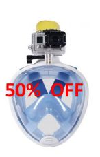 FFBU Superseal Full Face Snorkel Mask with GoPro Mount - Blue -SM/ MED