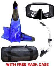 FRAMMBNC 	BLACK FRAMELESS MASK (WITH mask Box) - S12B SNORKEL  - F05A SMART FINS \  G14C - Heavy Duty Mesh Duffel Bag